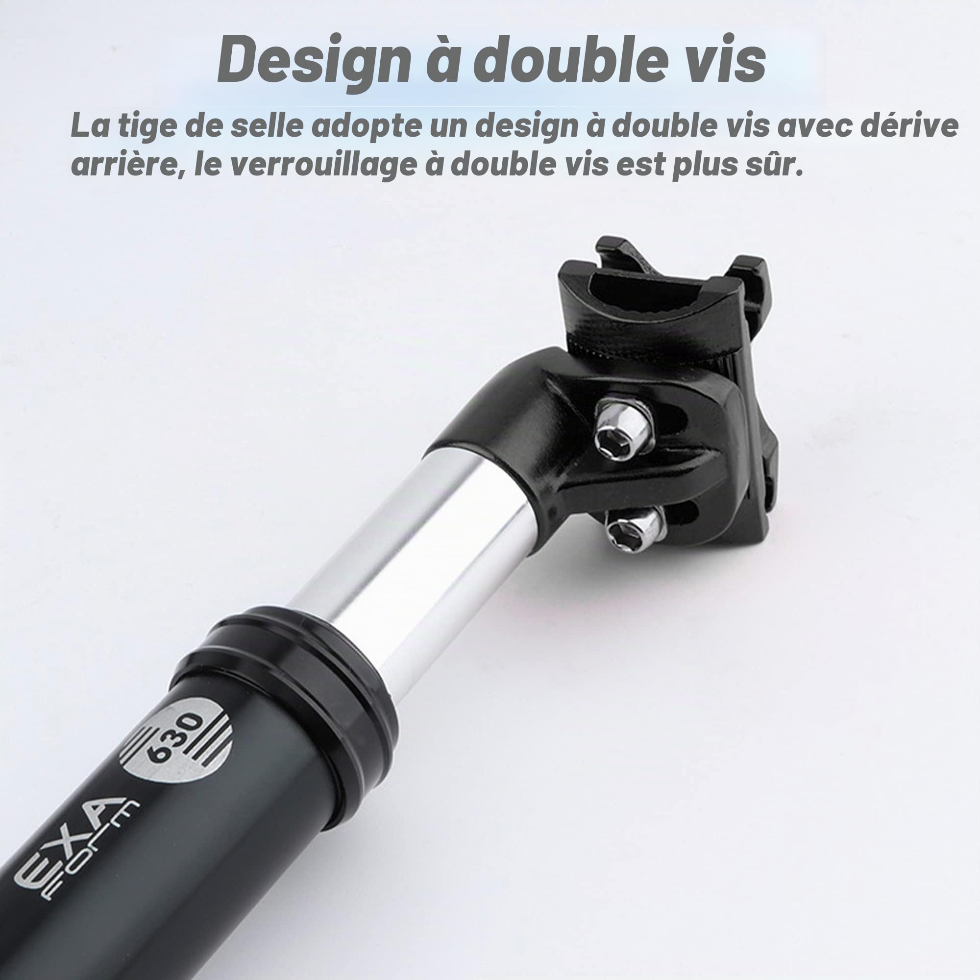 Tube de Selle Amortisseur à Ressort, diamètre 27,2/30,9/31,6 mm/Tube de Selle Aluminium Amortisseur, Longueur 350 mm/Tube de Selle vélo avec Amortisseur