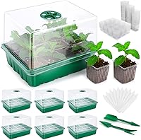 Vista 8 de 5 bandejas reutilizables para iniciación de semillas, kit de inicio de semillas de 60 celdas con células flexibles emergentes, bandejas de inicio