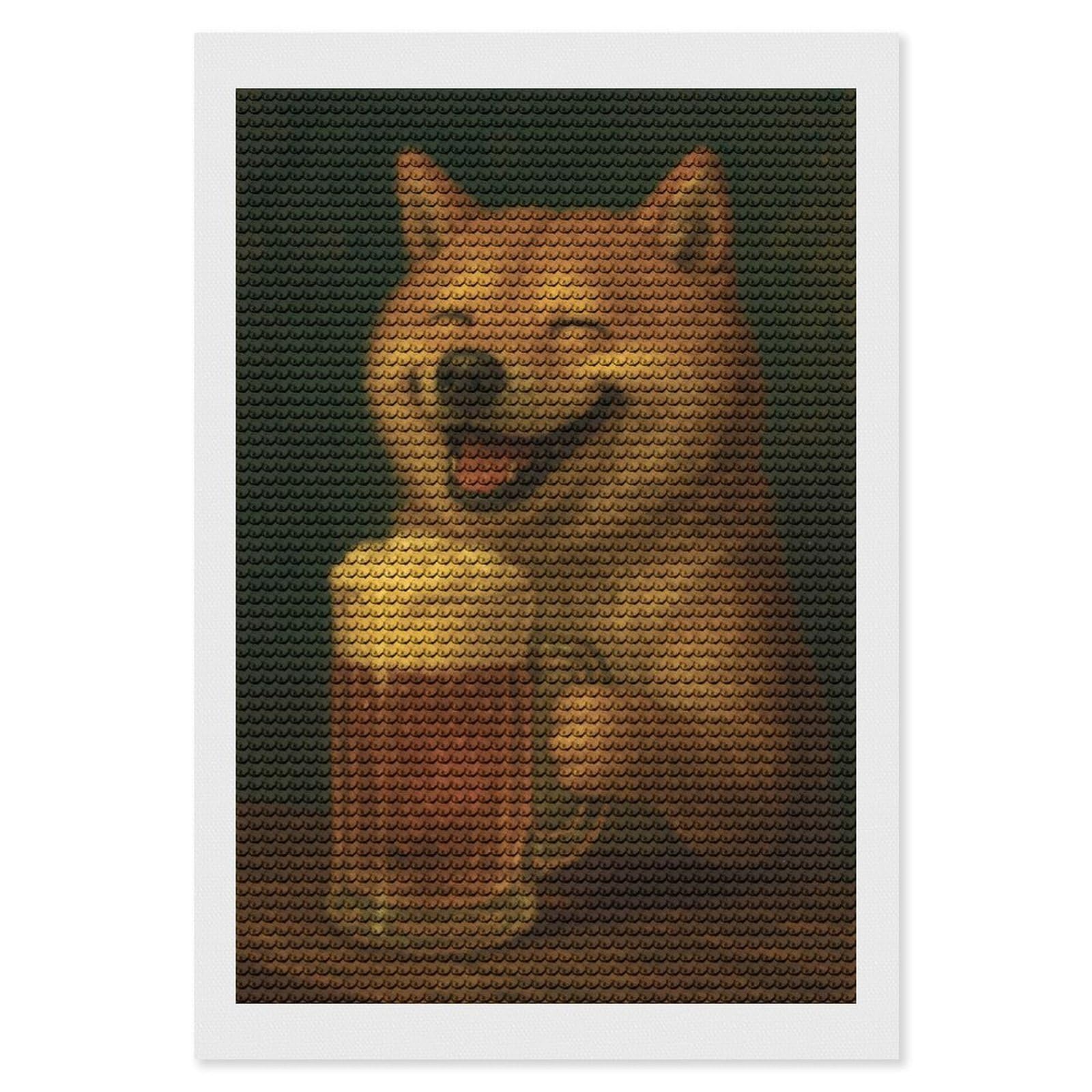Junmoney Happy Shiba with Beer Diamond Art Kit 8"x12", Modern Decor, for Adults, Printed Canvas, Holiday Gift Idea, Fun Craft Experience