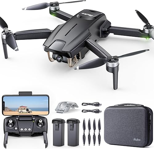 Ruko F11GIM Drones con cámara para adultos cardán de 2 ejes cámara EIS 4K 2 baterías de 56 minutos de tiempo de vuelo motor sin escobillas