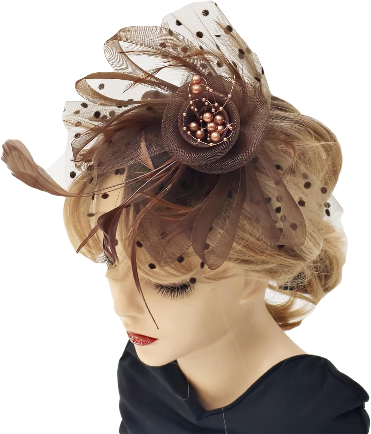 Fascinators Hat Women Tea Party Headband Flower Cocktail Mesh Feathers Hair Clip Kentucky Derby Hat Wedding