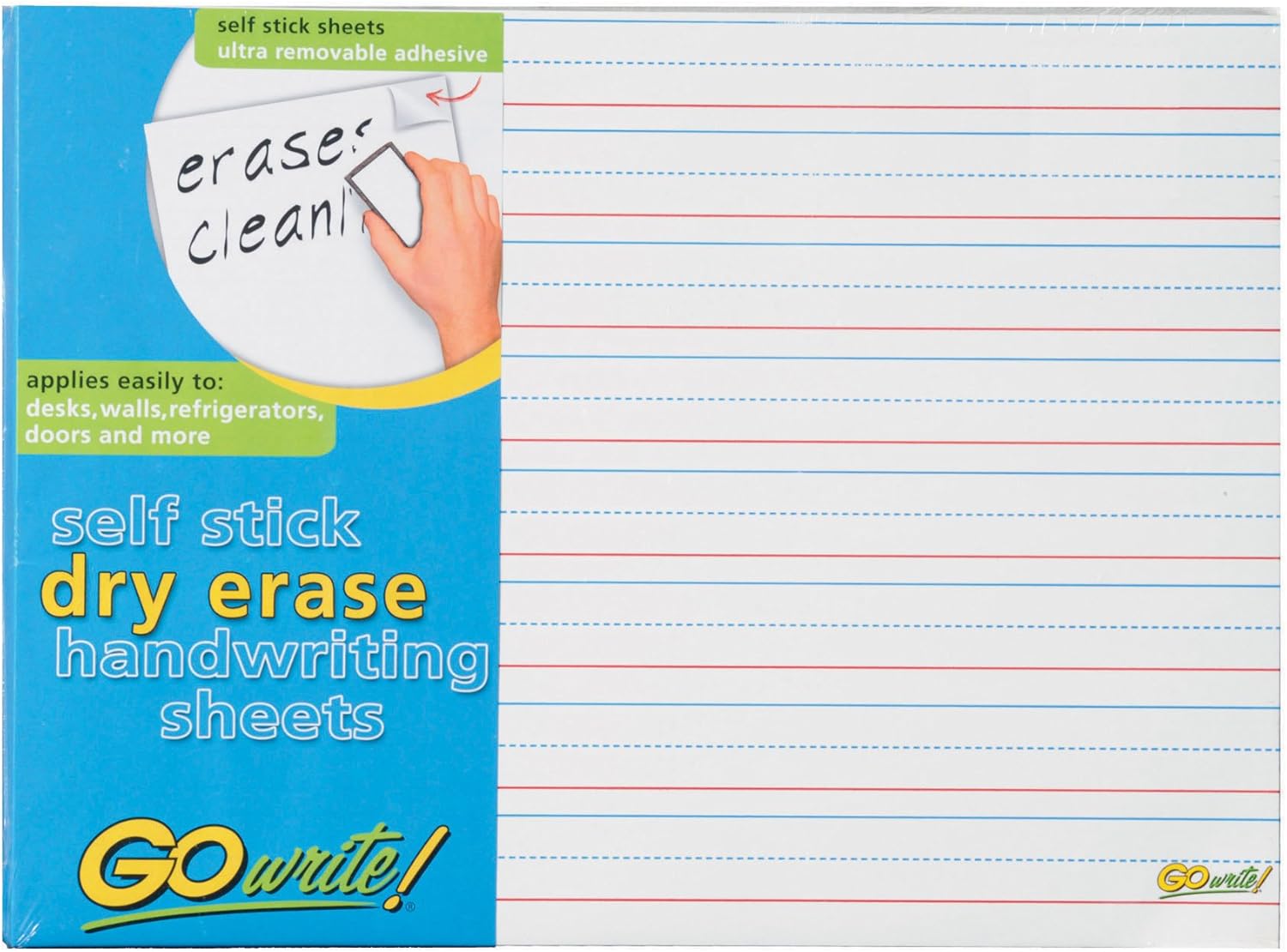 GoWrite! Dry Erase Handwriting Ruled Sheets With Adhesive