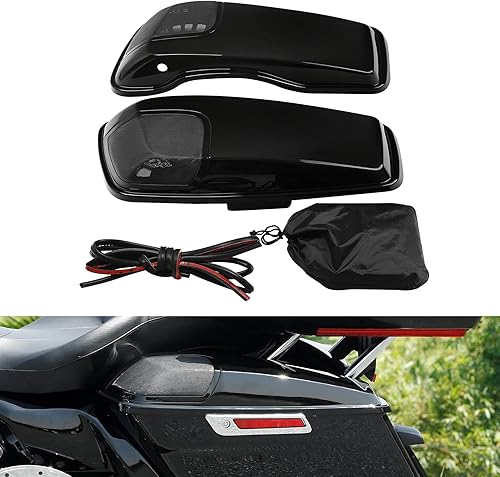TCT-MT - Tapas de alforja dura extendida de 5 pulgadas con altavoces de 5 x 7 pulgadas, compatibles con Harley 1993-2013 Touring modelos FLT, FLHT,