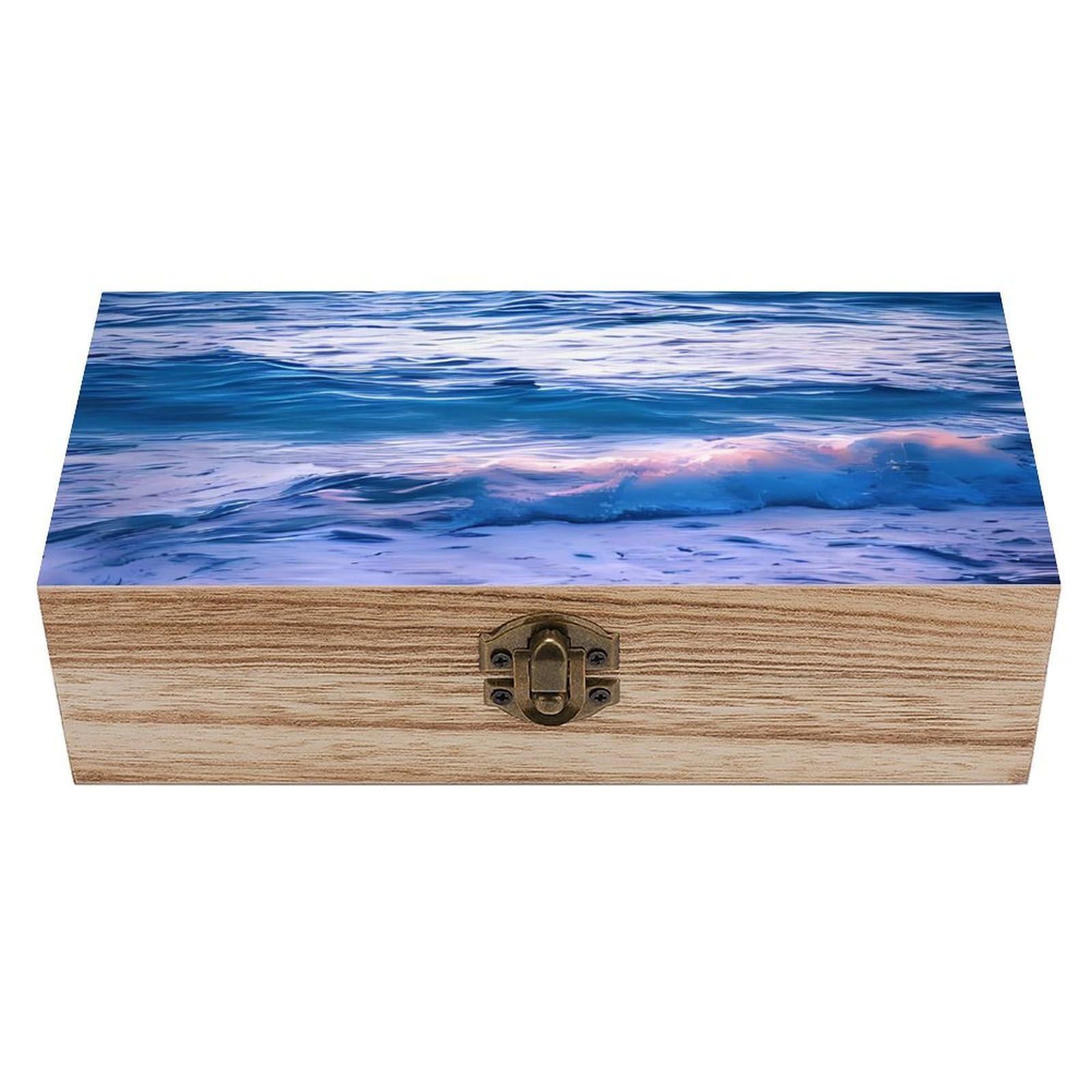 Boîte de rangement en bois précieux décor plage pour ranger vos souvenirs de vacances