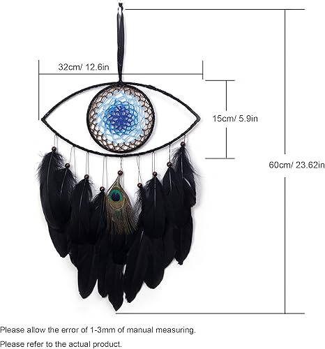 Miniatura 5 de Atrapasueños de mal de ojo, atrapasueños negros para dormitorio, perfecto adorno colgante hecho a mano para decoración de pared, excelente regalo de