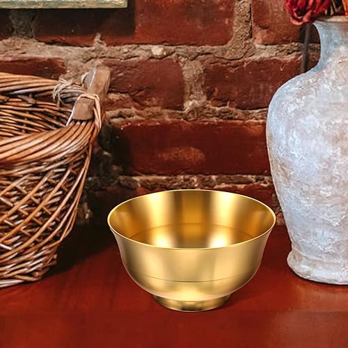 Miniatura 3 de Cuenco decorativo de latón, cuenco de agua bendita, quemador de incienso para uso en altar y ritual, acabado dorado