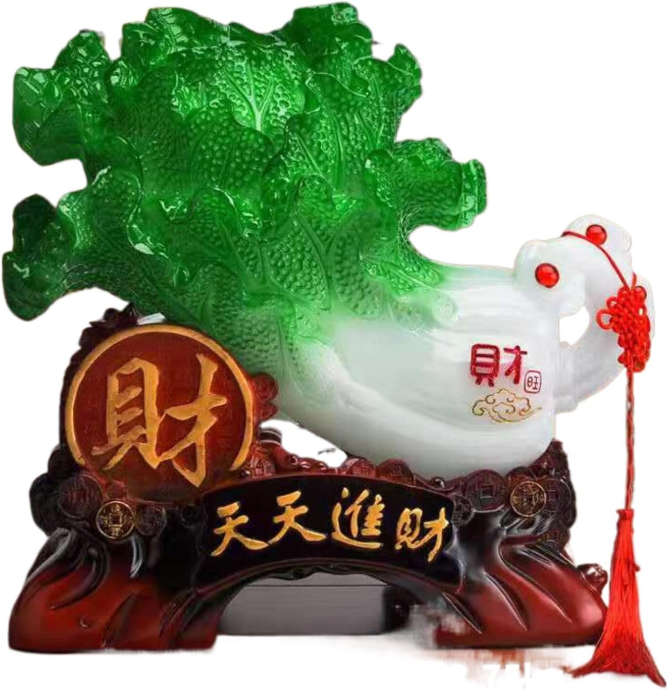 装饰摆设天天进财百财工艺品礼品家居客厅摆件 Feng Shui Figurine Home Office Decor Chinese Gifts 招财玉白菜 8336