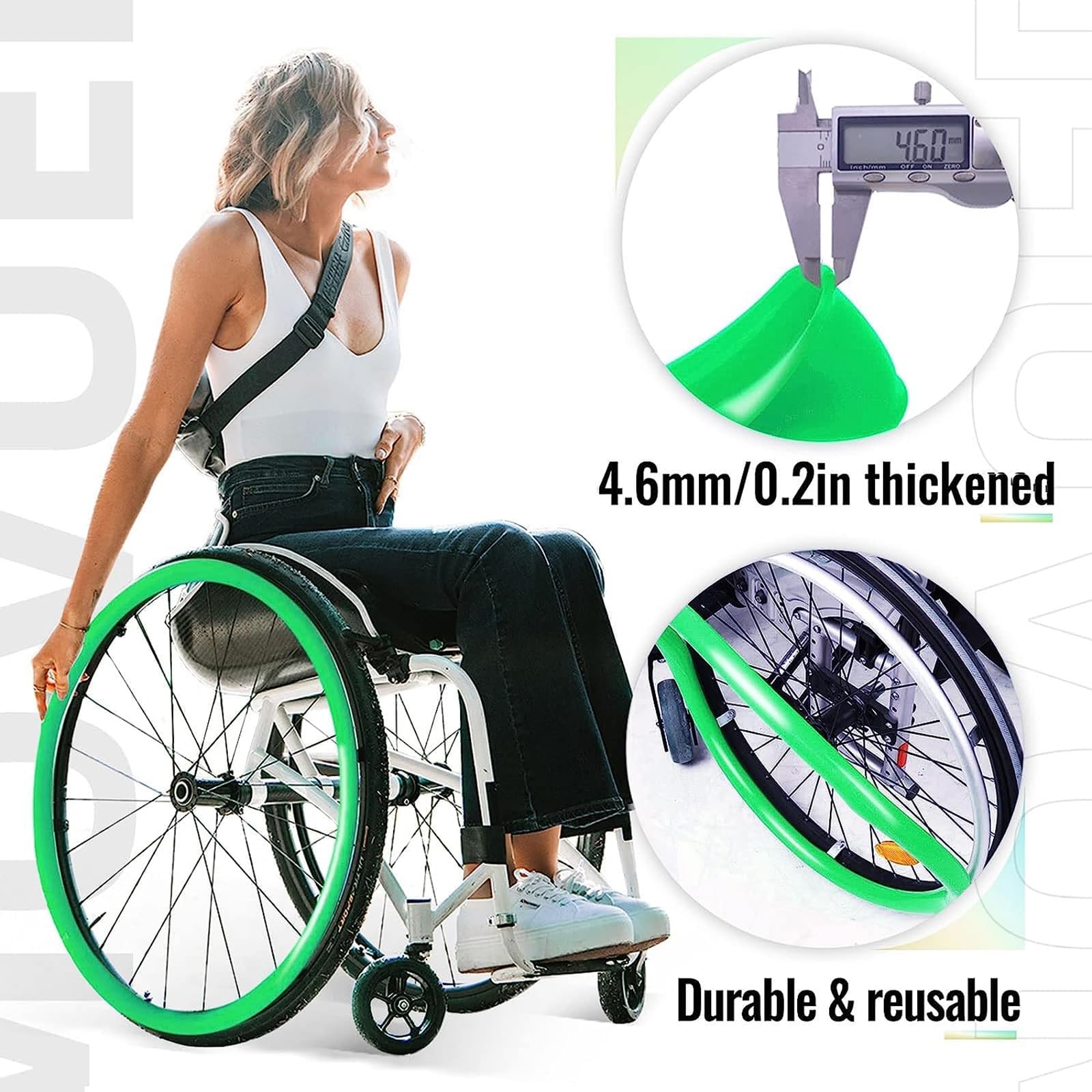 Coperture protettive in silicone per sedia a rotelle, migliorano la presa e il comfort, ideali per l'assistenza quotidiana della mobilità