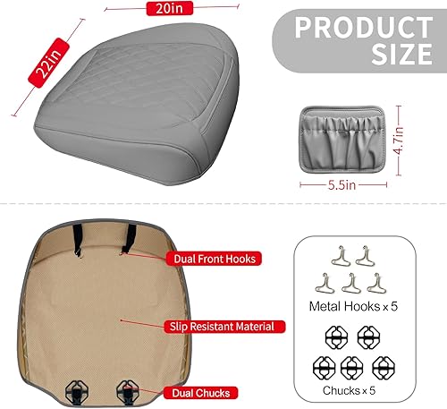 Miniatura 42 de Paquete de 2 fundas de cuero para asiento delantero de automóvil, antideslizantes y de envoltura completa, protectores de asiento de automóvil