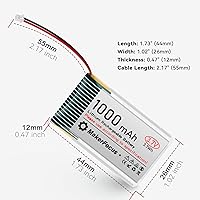 Vista 8 de MakerFocus 4pcs 3.7V batería recargable de litio JST1.25 conector 2pin, 952540 3.7V 1000mAh batería con placa de protección y cinta de goma aislada