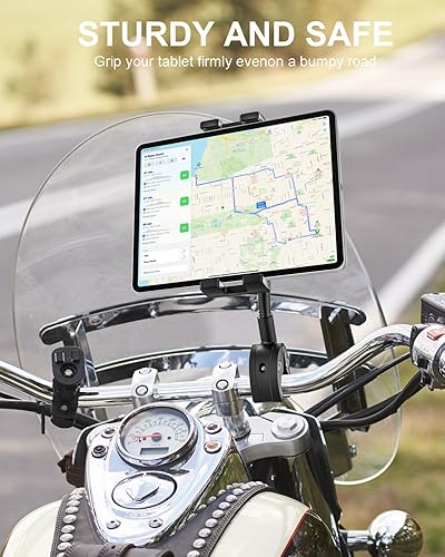 Miniatura 5 de Soporte para tableta de bicicleta con cuello de cisne, soporte para tableta de brazo ajustable para motocicleta, abrazadera de manillar de