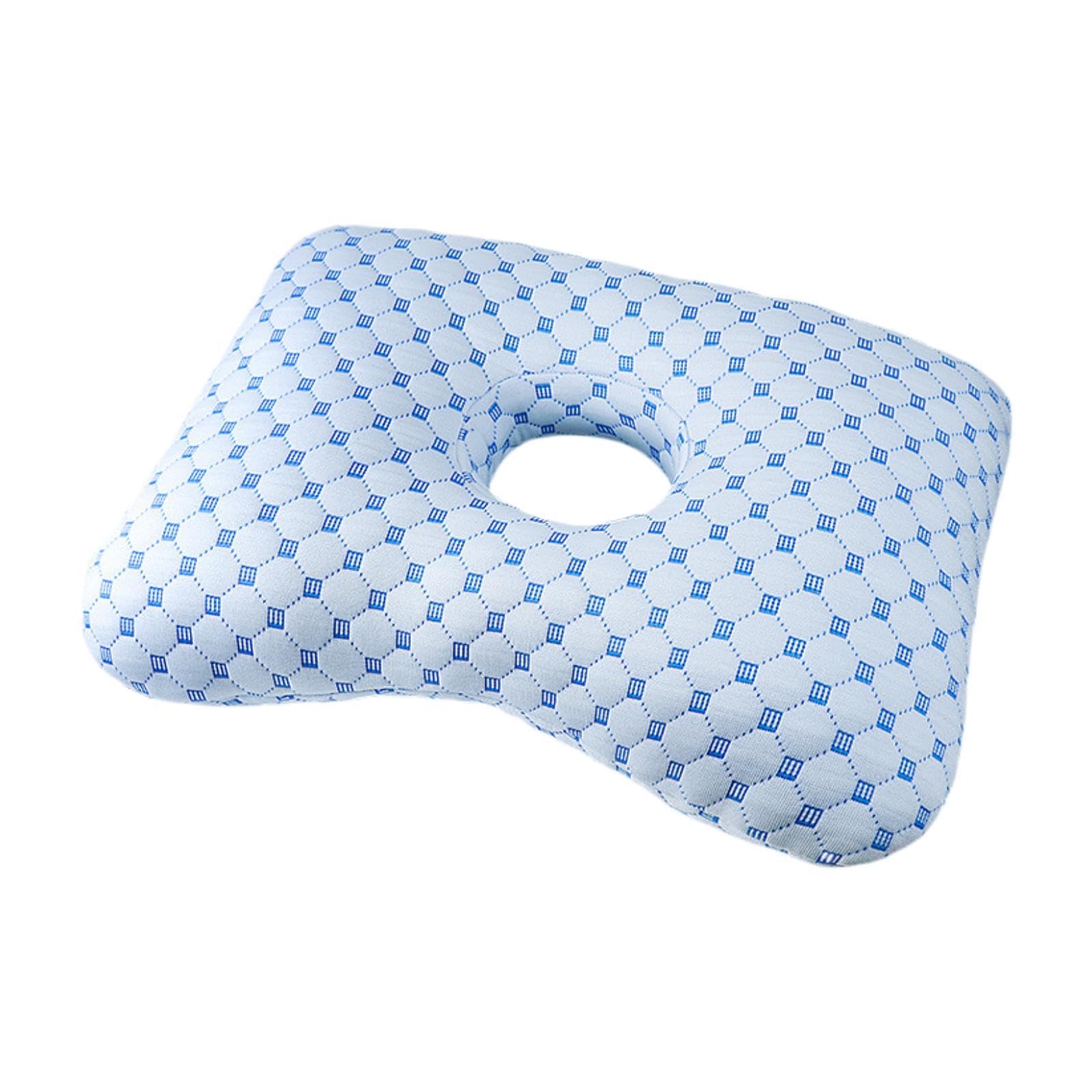 Coussin piercing oreille lavable à ouverture centrale pour literie