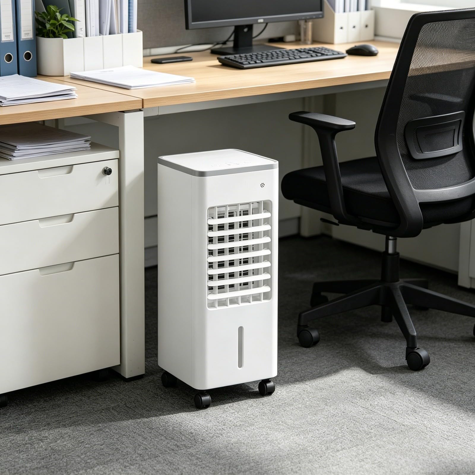 Ventilateur d'air conditionné évaporatif portable, 4-en-1 (Blanc, 6L) | Télécommande & minuterie 7,5h : programmation, arrêt auto pour économie d'énergie et sécurité