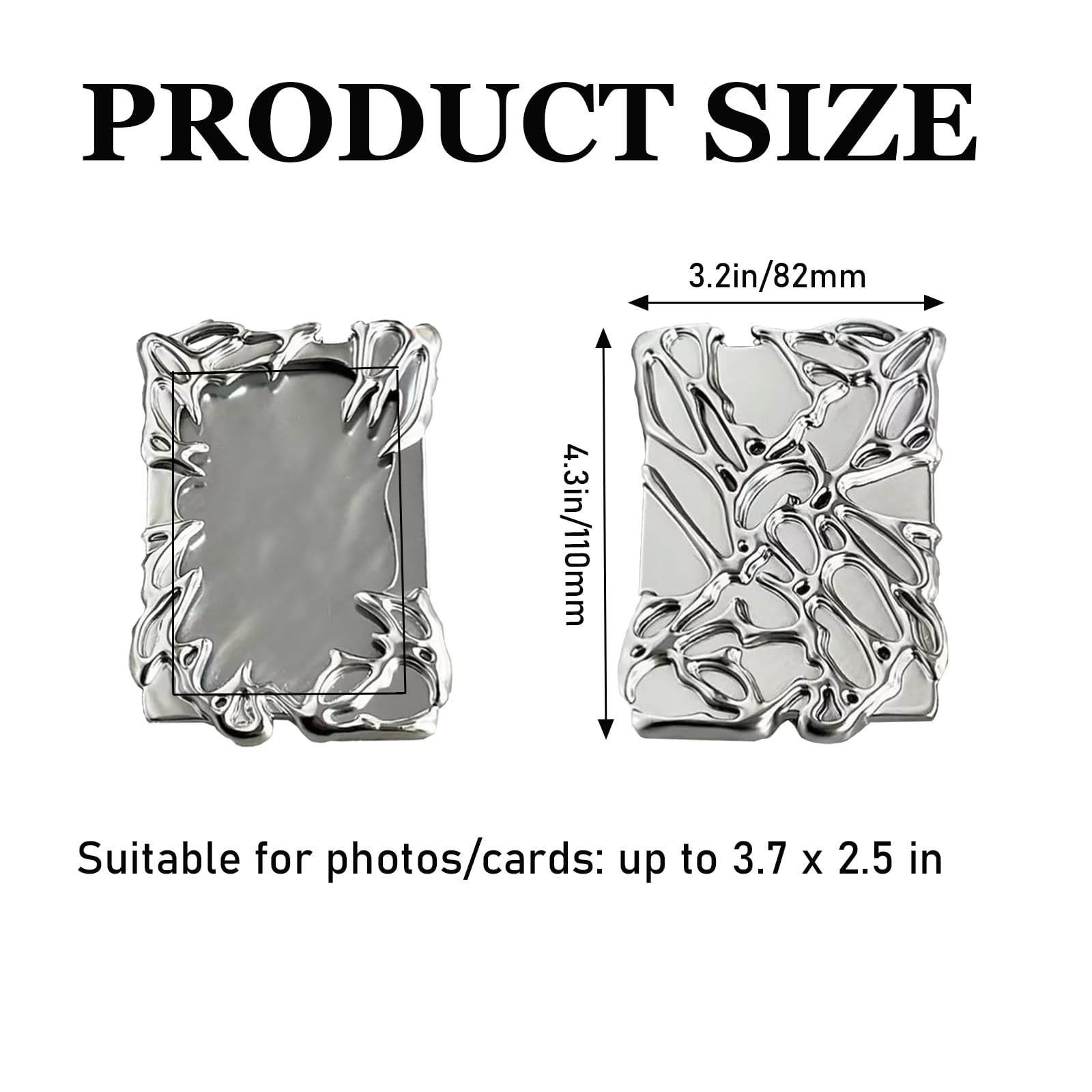 2 Pcs Electroplate Plastics Frame Photocard Holder With Keychain Irregular Picture Frame Photocard Holder Silver Plating Irregular Photo Card Holder for Card Boxes, Stationery and Office Supplies