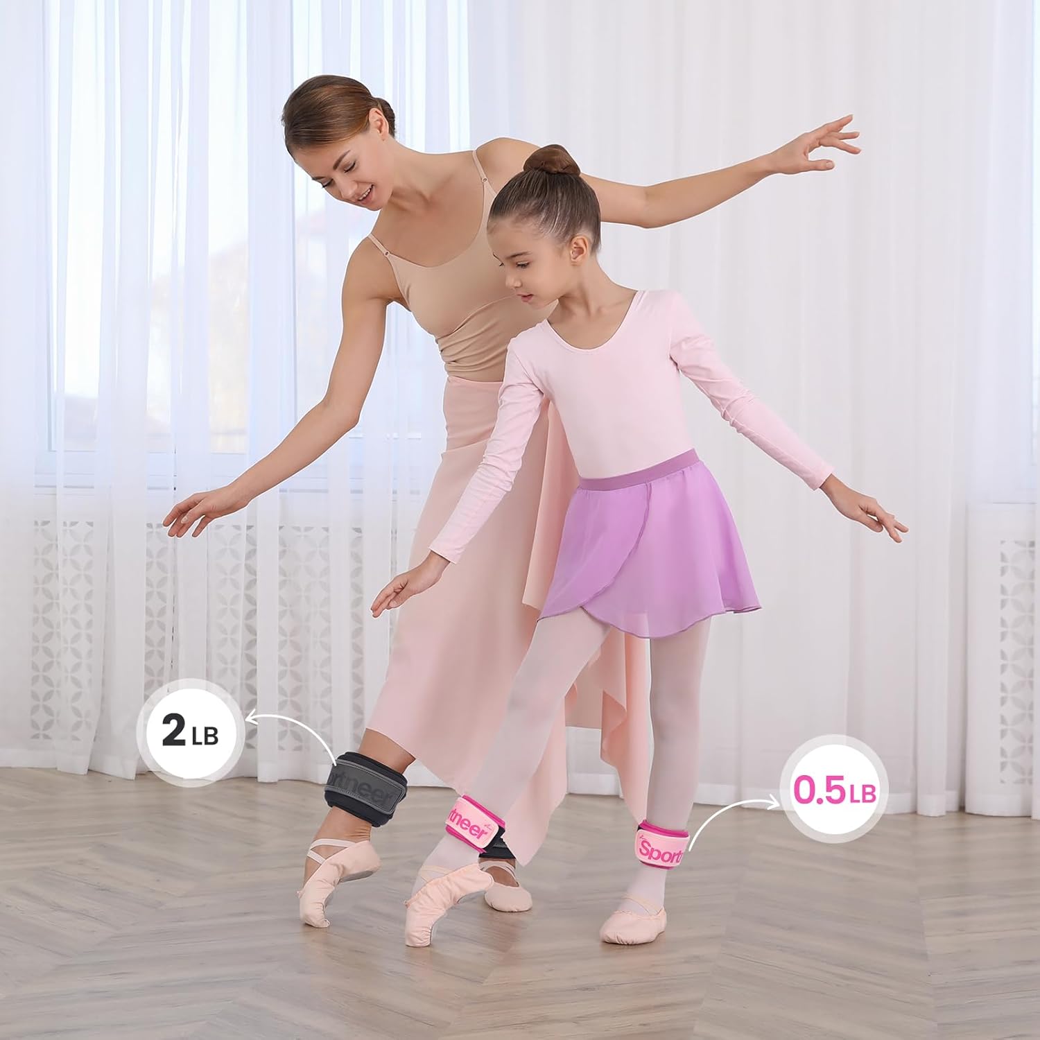 Sportneer Ankle Weights 0.5/1/2/3/5 LBS 1 Pair Wrist Leg Arm Weights for Women Men Kids Child with Adjustable Straps, Strength Weighted for Jogging Running Walking Fitness Gym Workout