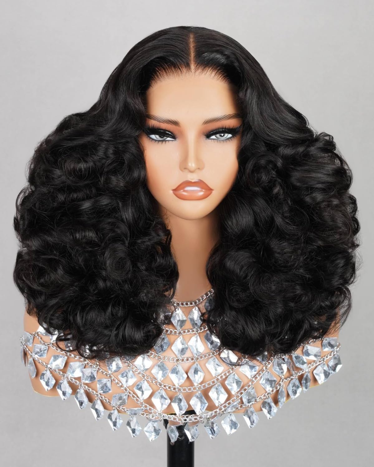 Megalook hair Ready to Go Glueless Wigs Human Hair Pre Plucked Pre Cut 220% Density Bouncy Curly Wig 6x5 Lace Front Wigs Human Hair Bleached Knots