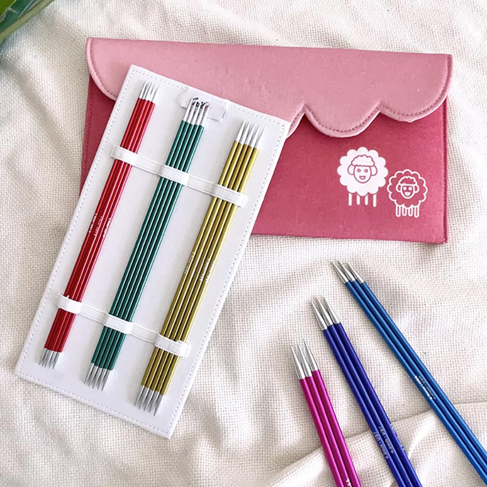 Lotus Yarns Zing Zestaw podwójnych szpiczastych aluminiowych drutów dziewiarskich, luksusowe i gładkie narzędzia tkackie, idealne do skarpet Small Project 47422
