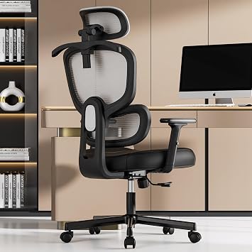 Office Chair, Ergonomic Desk Chair, High Back Desk Chair, Large and Tall Recliner, Comfortable Home Office Chair, with Lumbar Support, Breathable Mesh Computer Chair, Adjustable Armrest