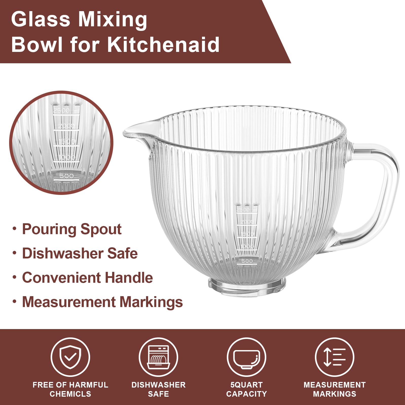 Amazon | Kitchenaid ガラスミキサーボウル 4.5-5クォート 傾斜ヘッド