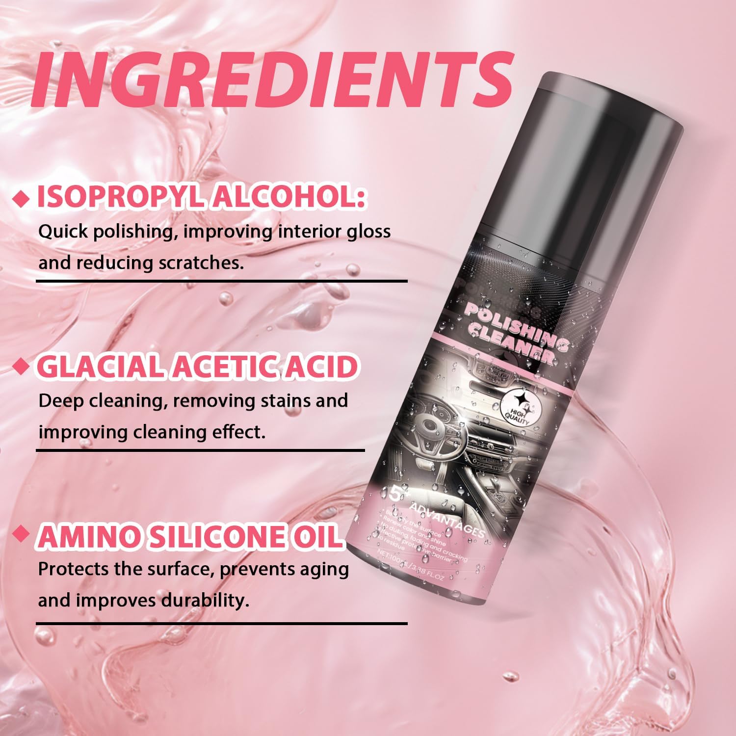 Car Interior Cleaner, Vehicle Interior Polish, 100ml Car Interior Cleaner, Interior Detailer Spray, Total Car Interior Cleaner Rejuvenation, Decontaminatio, Interior All Purpose Car Cleaner - Image 2