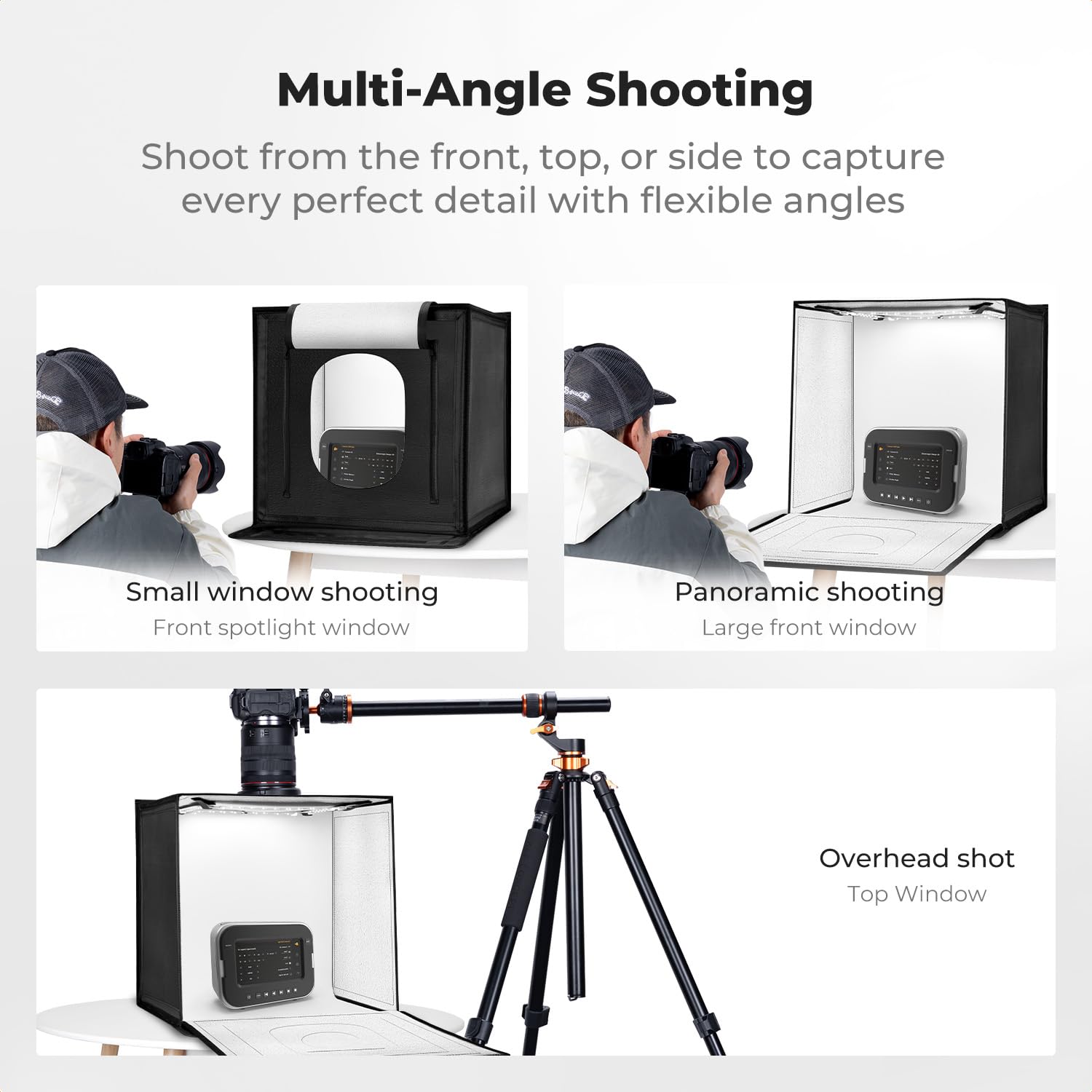 K&F CONCEPT Pudełko oświetleniowe do studia fotograficznego 50 cm x 50 cm z diodami LED 160 CRI 97 | Przenośny składany namiot strzelecki 3000K-5600K ściemniany i 6 tła do fotografii produktowej ZYRY09