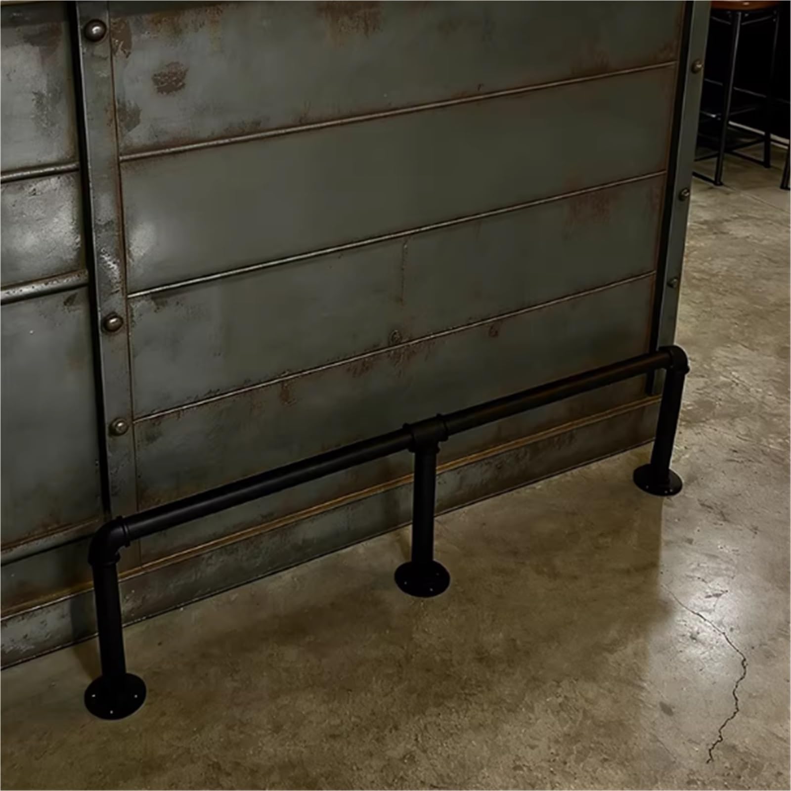Repose-Pieds de Bar en Kit de 130 cm avec Tube Rond en Fer et Support sous Comptoir