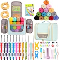 Vista 13 de Yarniss Kits de ganchillo para principiantes, kits de ganchillo todo en uno con hilo de ganchillo de 840 yardas, juego de ganchos de ganchillo Azul
