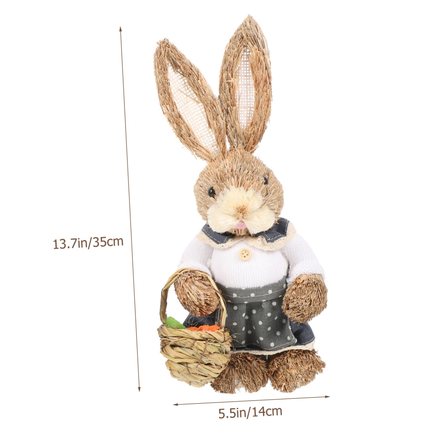 Handgewebte Hasenfiguren 35cm 2 Stück aus Stroh und Baumwolle Dekorativ und Fein Gearbeitet für Zuhause und Gartendekoration
