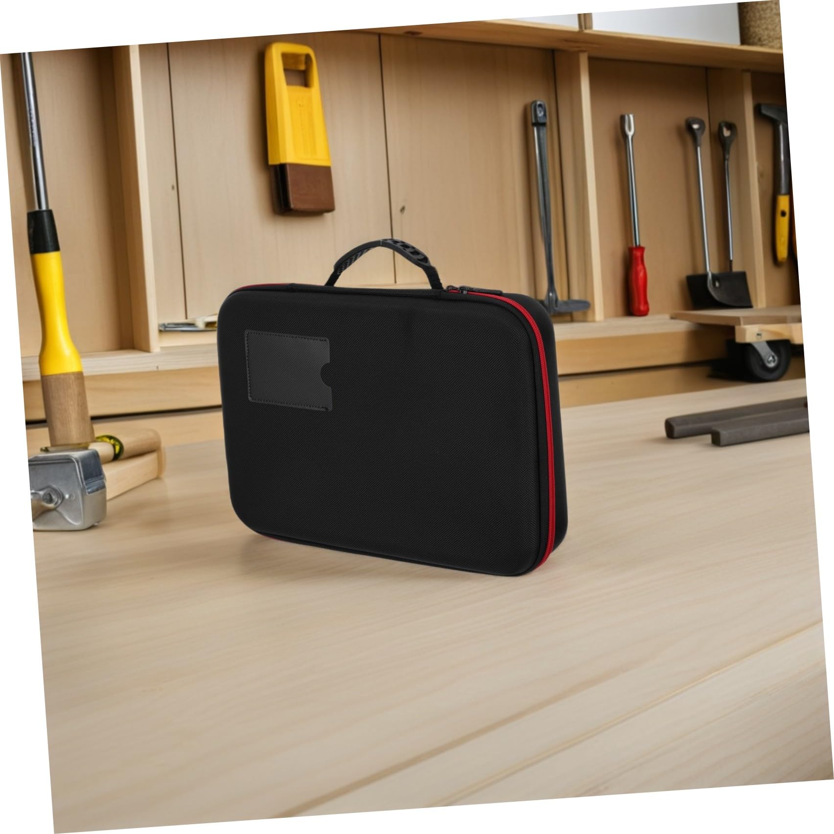 HOMSFOU Custodia Organizer per Batterie Aa Aaa Tipo 9v in Eva Nero e Portatile Manico Robusto per Ufficio e Cassetti