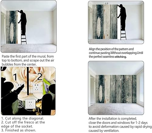 Miniatura 4 de Art Deco - Papel tapiz retro vintage con textura de madera, papel para gabinete, protege la superficie de 40 pulgadas de ancho x 31.5 pulgadas de