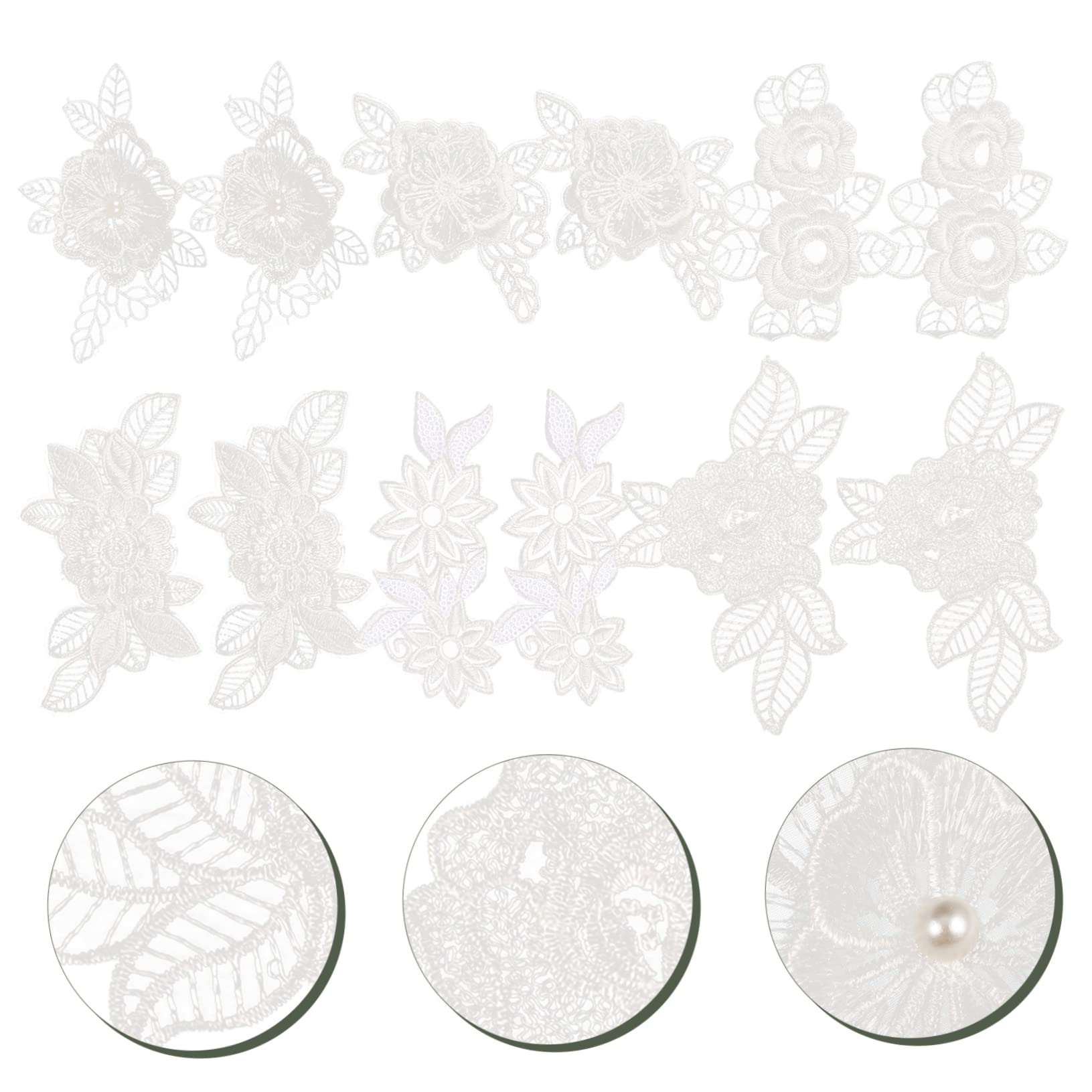 VILLCASE 36stücke Weiße Spitzenblumen Applikationen Eisen Patches Für Kleidung Dekoration Und Nähzubehör Mischstil Für Elegante Outfits Und Bastelprojekte