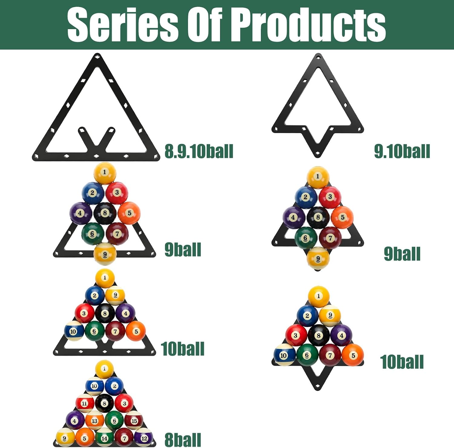 Gjinxi 6 PCS Pool Ball Rack Set Magic Racks Sheet Triangle Holder image 5