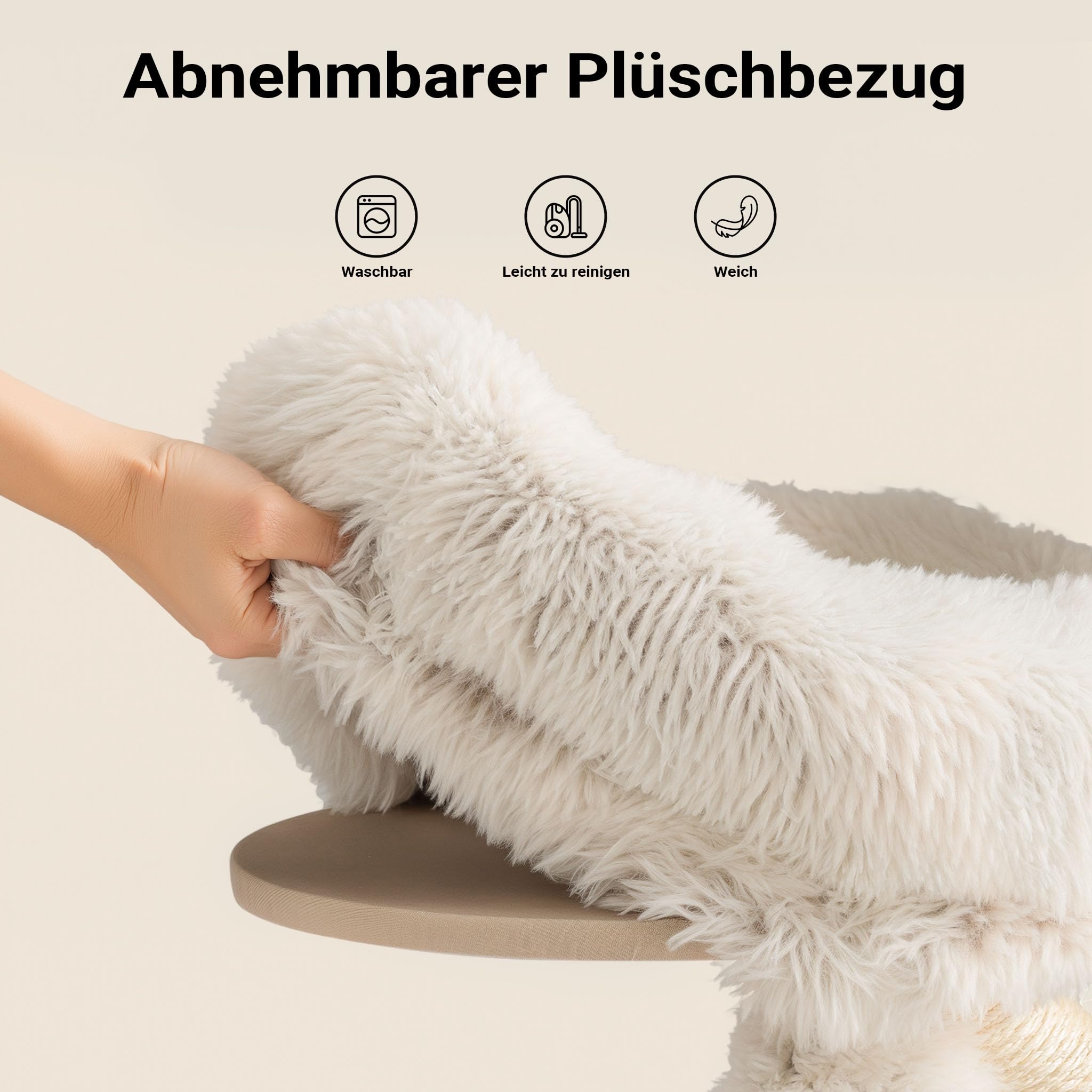 Fudajo Designer Kratzbaum in Zweigdesign 130 cm hoch, Katzenkratzbaum mit Plüsch und Sisal, Kletterbaum für Katzen, Katzenbaum mit Hängeliege