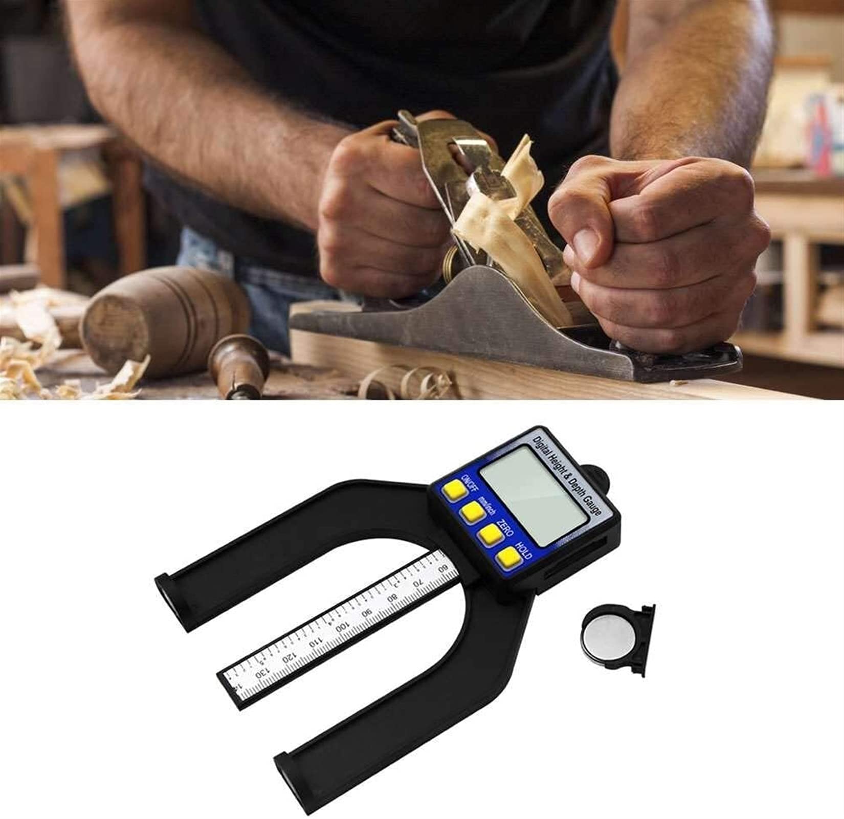 Tiefenmesser, LCD-Digital-Höhentiefenmesser, Schiebemessschieber, Messlineal, 0–80 mm