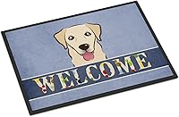 Vista 124 de Caroline's Treasures BB1449JMAT - Tapete de bienvenida de carlino negro, 24 x 36 pulgadas, tapete azul para puerta delantera, para interiores