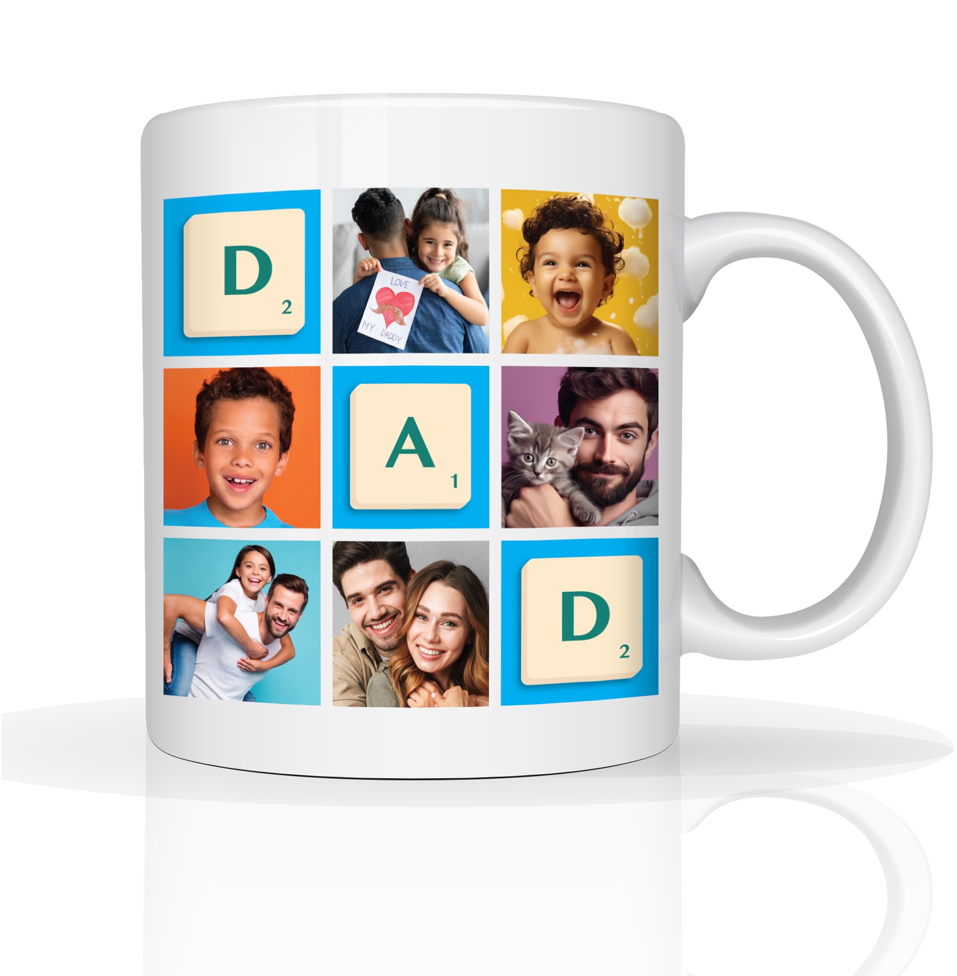 Star Online Personalised Fathers Day Coffee Mug Gift 6 Photos Present for Dad 11oz Ceramic Coffee Tea Cup Best Daddy Birthday Text Name (Dad Photo Mug) — image 1
