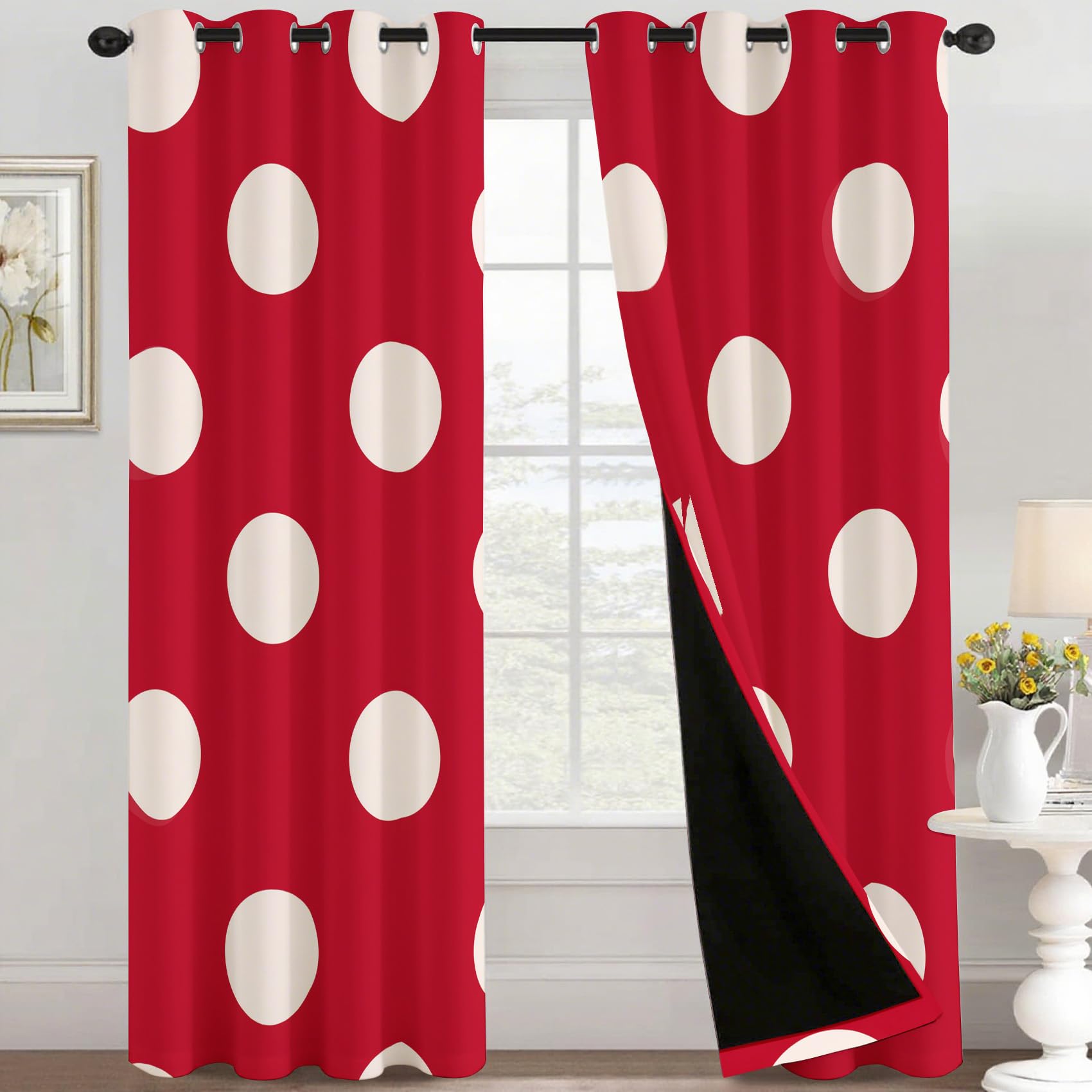 Rideau thermique isolant à pois draperies de qualité 160x240 cm I220