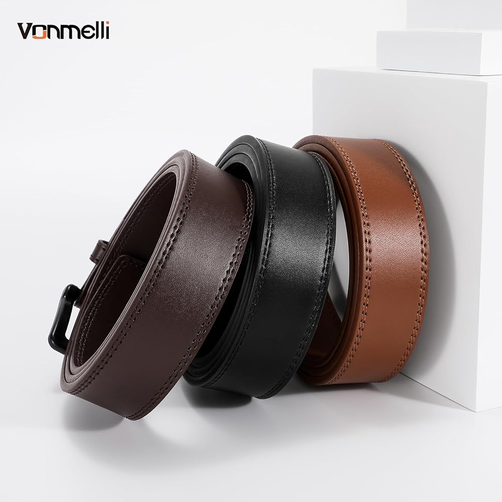 VONMELLI Nickel Free Leather Belt for Men, TSA Approved Non Metal