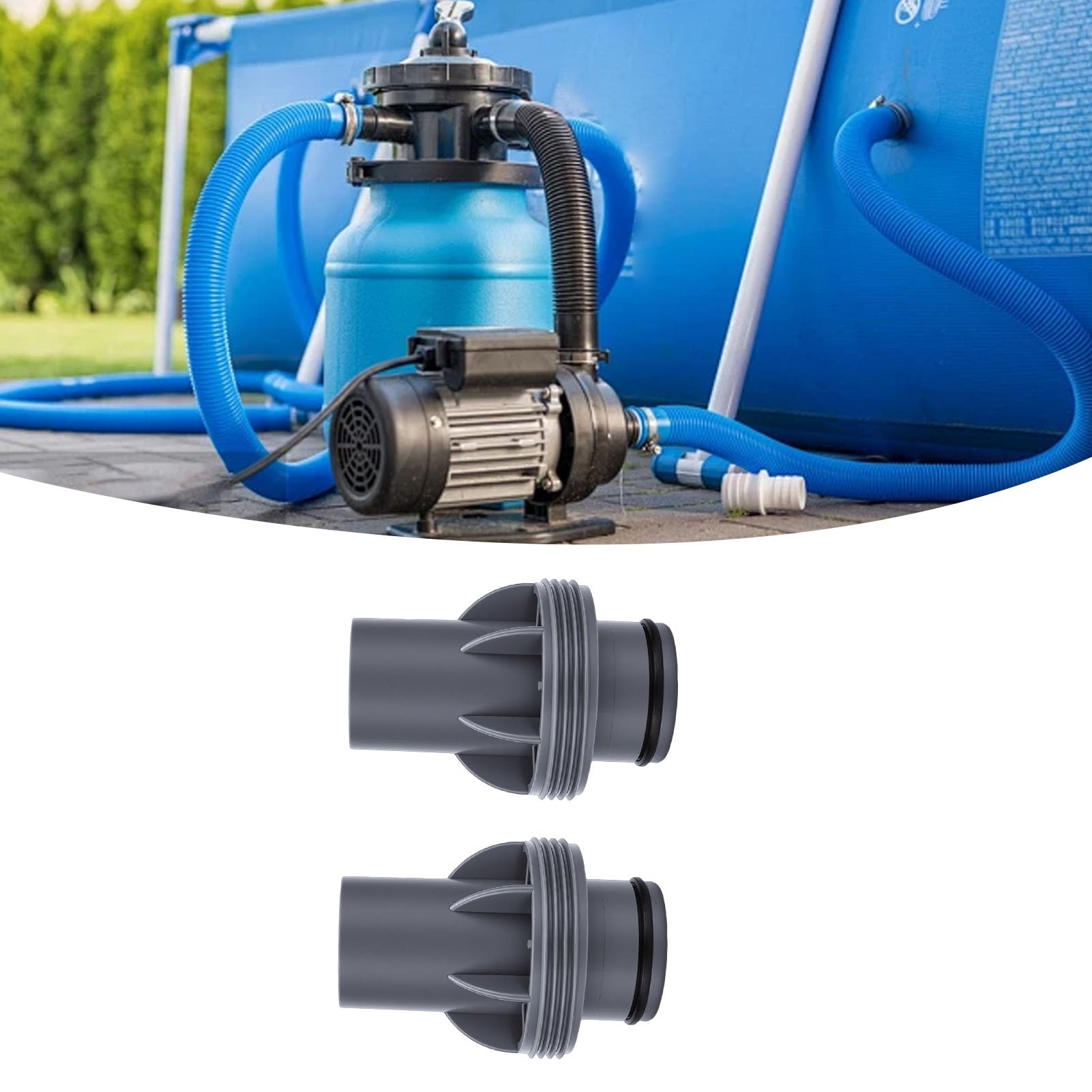 Diyeeni Adapter Węża Basenowego 1,5 Cala, Pasujący do P6916, 2 Sztuki Szczelnego Plastikowego Filtra Basenowego Adapter Węża Pompy z uszczelką, Zwiększony Przepływ dla Małych i Dużych Węży, łatwa