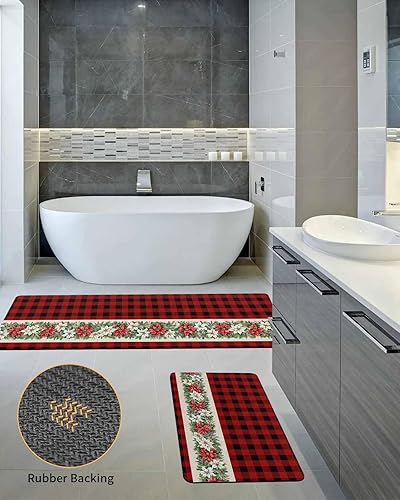 Miniatura 5 de Tapete de baño de flor de pascua, antideslizante, de secado rápido y absorbente, de tierra de diatomeas, para fregadero de cocina, lavable, de