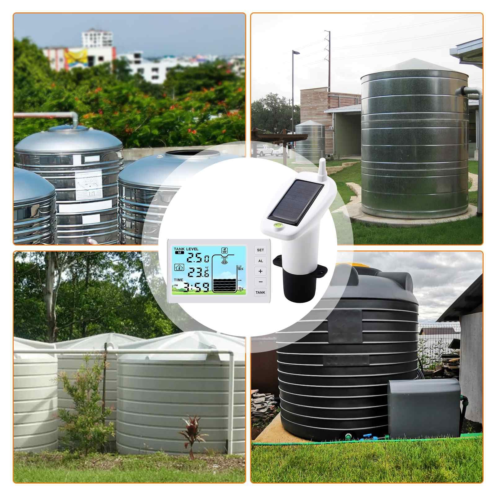 Détecteur de niveau par ultrasons, jauge de niveau pour citerne, capteur de niveau par ultrasons (fonctionnant sur piles) avec écran séparé, multifonctionnel ultrasonique pour réservoir d’eau et