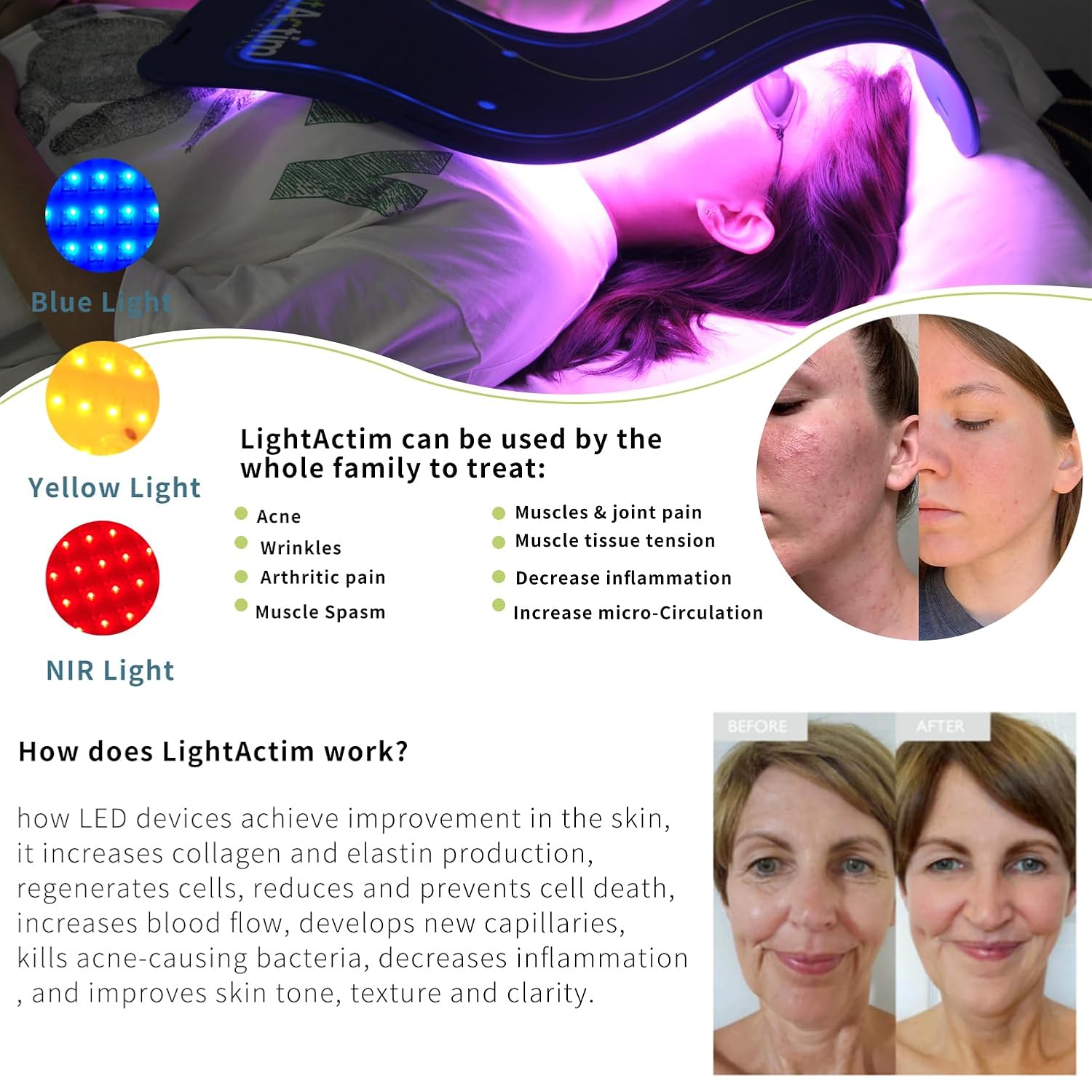 2 Modes Light Pad Skin Care Treatment Device,Facial Wrinkles for Anti Aging Pains Mode to Release and Improve the Muscle and Joint Pain
