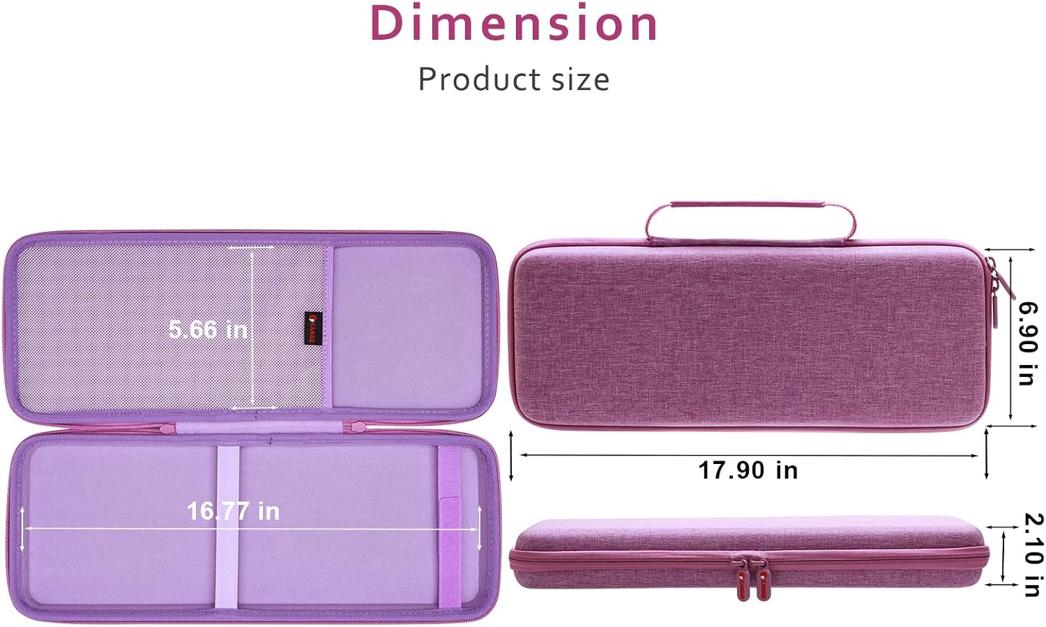XANAD 75% 84-Key Keyboard Case,for Keychron K2 Version 2/ K2/ Q1/ V1, ASUS ROG Azoth 75%, Aula F75 Pro, Redragon K673 PRO(Purple) -Inside: 17.1"x6.1"x1.3" image 3