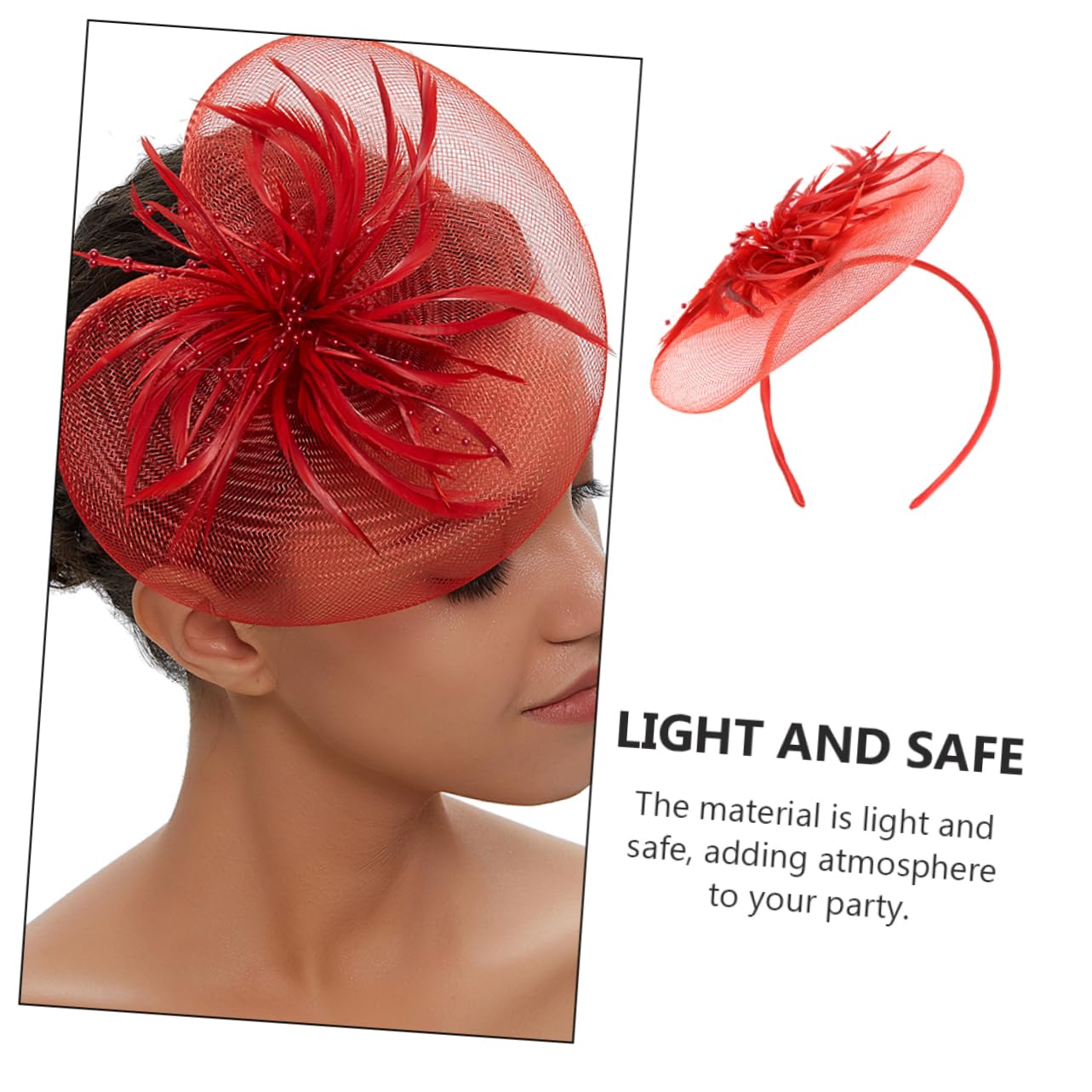 DOITOOL 3stücke Eleganter Feder Fascinator Haarreif Mit Netz Und Schleife Für Hochzeiten Partys Und Besondere Anlässe Rotes Haarschmuck-Accessoire