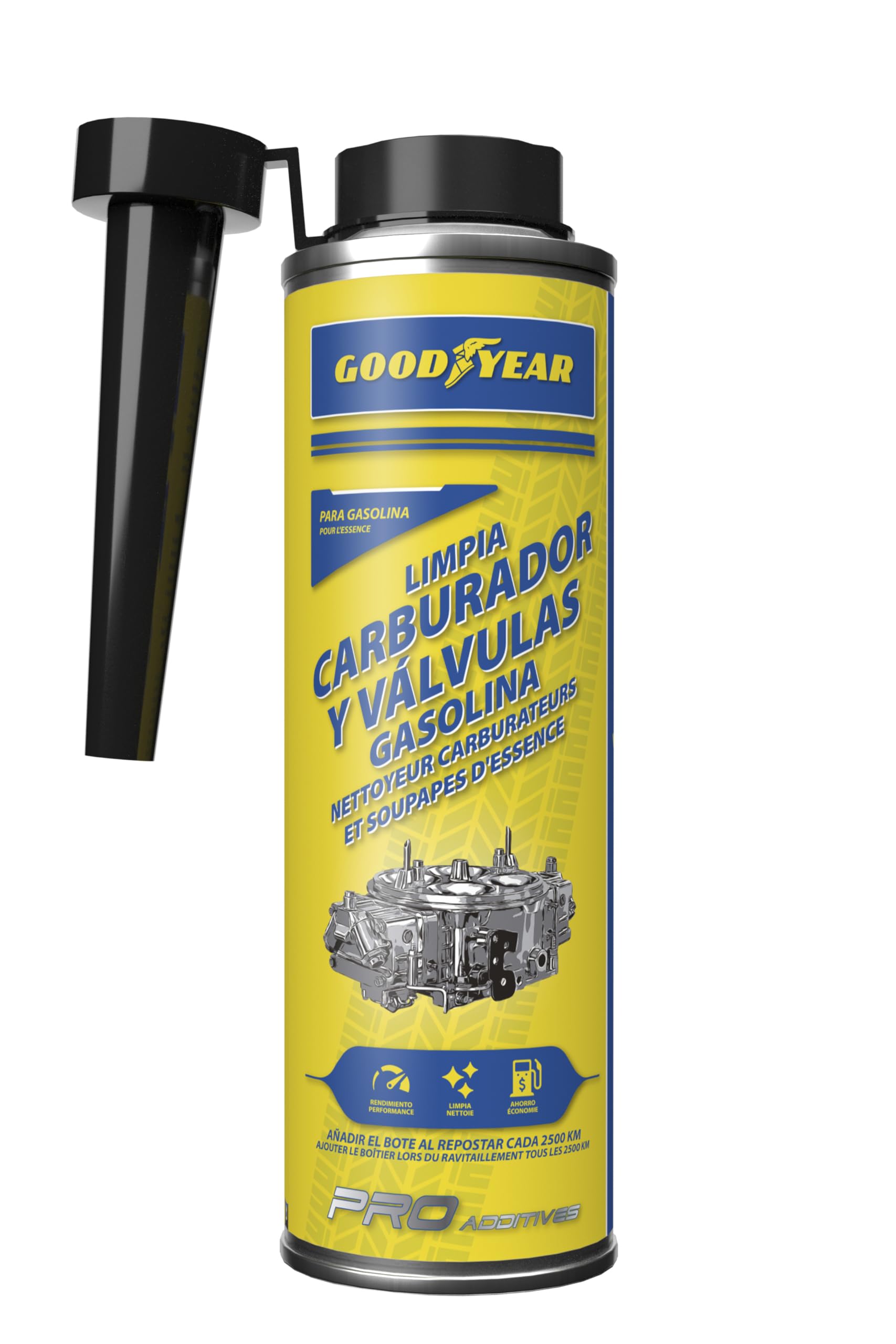Detergente per carburatori e valvole a benzina Goodyear Pro Additives. Additivo per benzina 300 ml