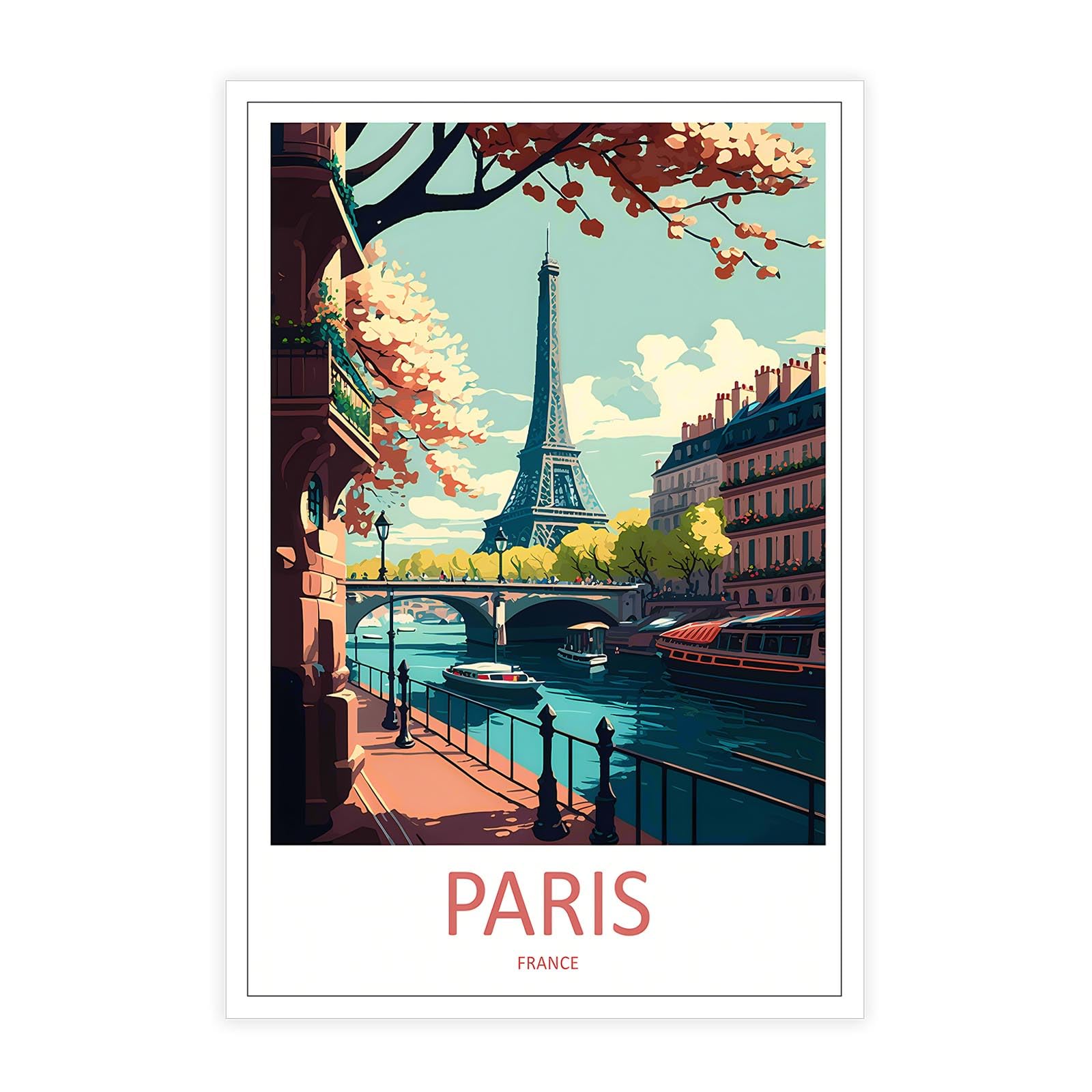 Generic Modern Paris France Elegant Travel Posters European Famous Culture Architecture Eiffel Tower Building Art Parisian Gift Idea Landscape Prints For Home Bedroom Dorm Wall Decor 12x16in Unframed