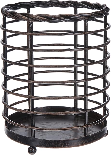 Mikasa C000217 Gourmet Kitchen Utensil Holder / Utensil Pot with Rope-Style Detailing, Wire, Black, 12 x 15 cm