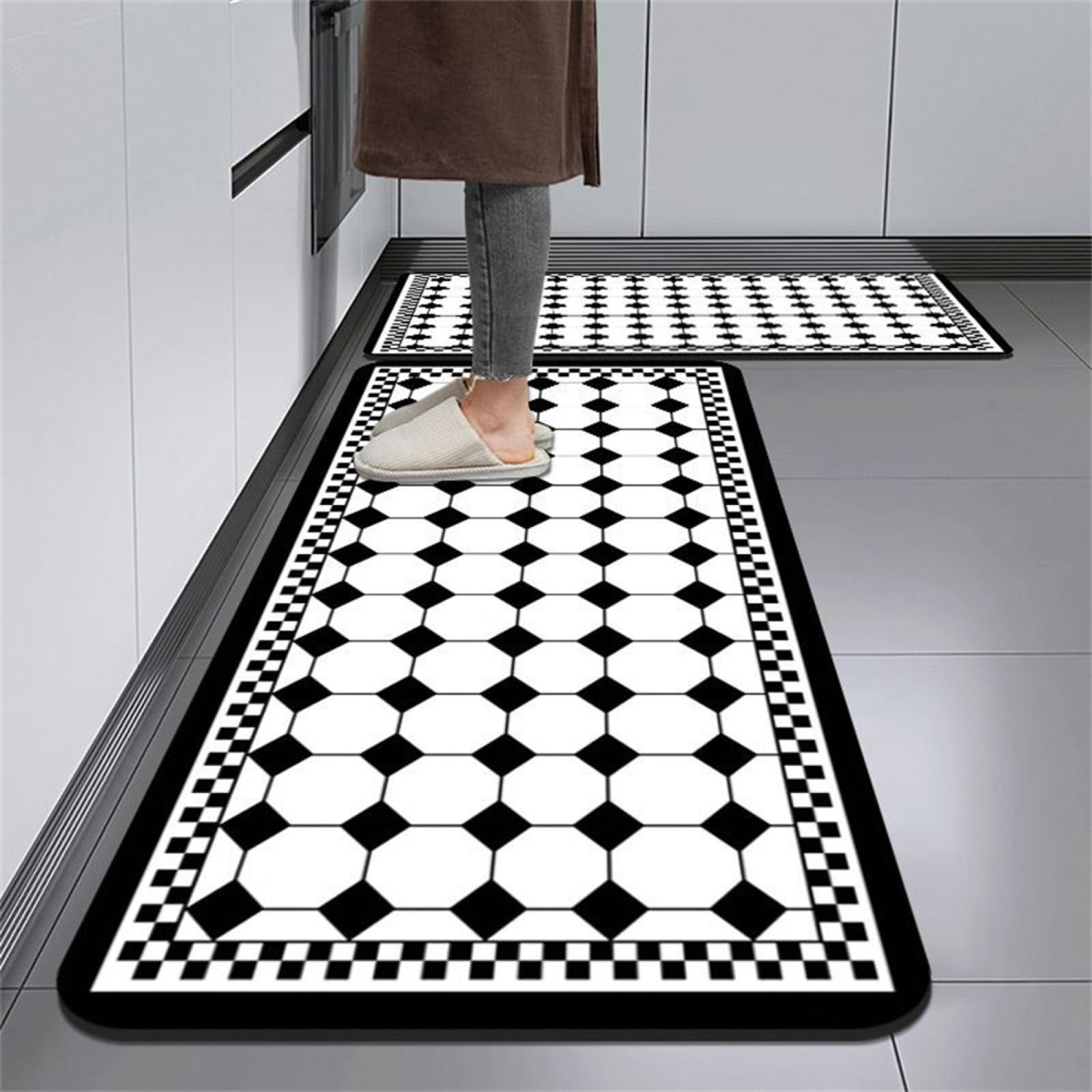 Kitchen Rug, Kitchen Mat, Kitchen Rugs, Kitchen Mats Non Slip, Kitchen Floor Mats, Kitchen Carpet, Washable Kitchen Rugs, Rugs for Kitchen, Super Absorbent Floor Mat Kitchen Floor Tiles,17.72x63.00in