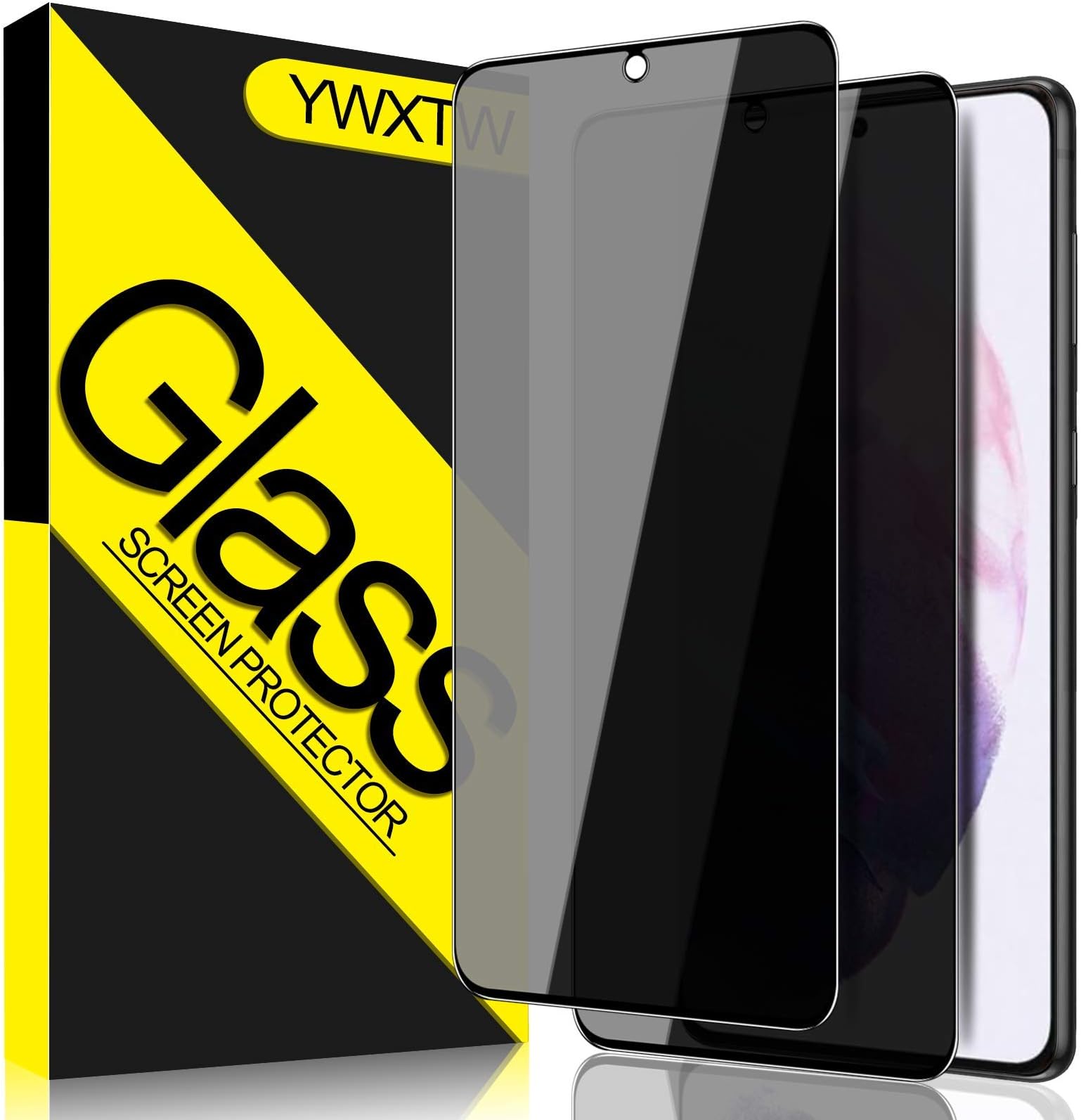 YWXTW [2 Pack] Galaxy S21 Privacy Screen Protector Tempered Glass, Anti-Spy Black Film for Samsung Galaxy S21 2021, Easy Install 9H Hardness Anti-Scratch Bubble Free【Don’t Support Fingerprint Unlock】