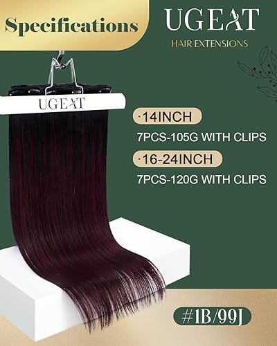 Miniatura 2 de Ugeat - Extensiones de cabello humano real, con clip, 710 unidades, 4.23 onzas